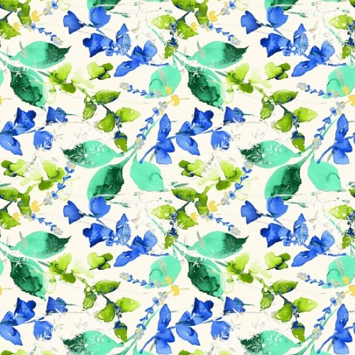 Ткань Galleria Arben LEAVES BLUE